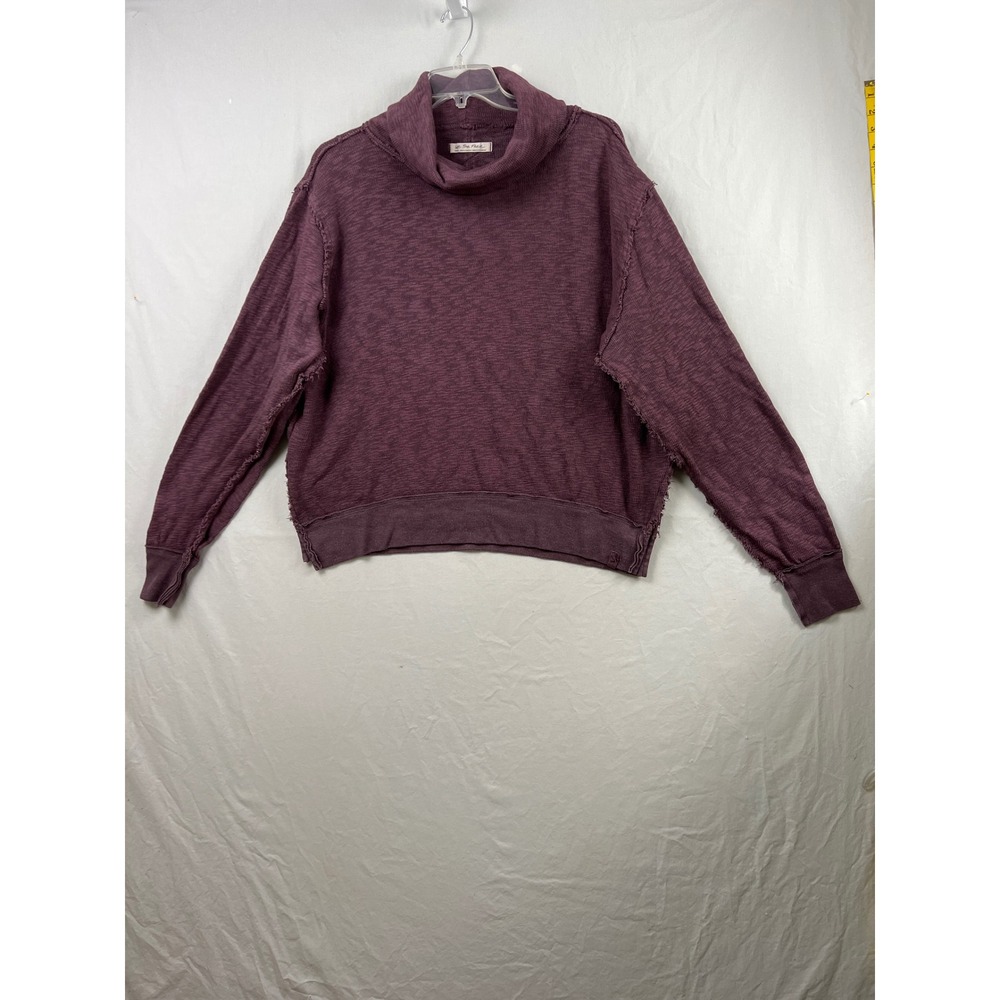 We The Free Pullover Women Small Purple Cowl Neck Raw Edge Exposed Seam Oversize